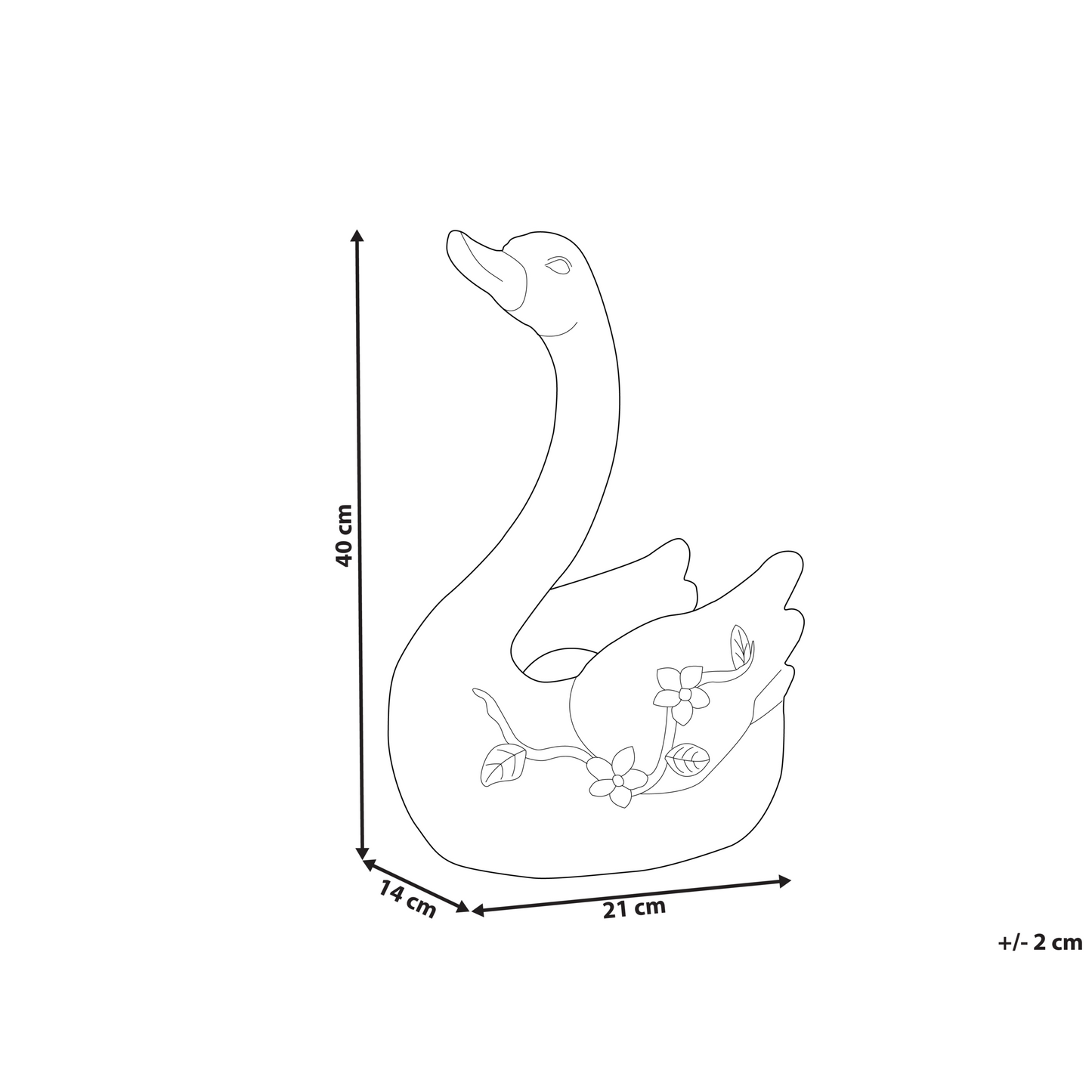 White Swan Figurine Planter With Copper Accents 40cm