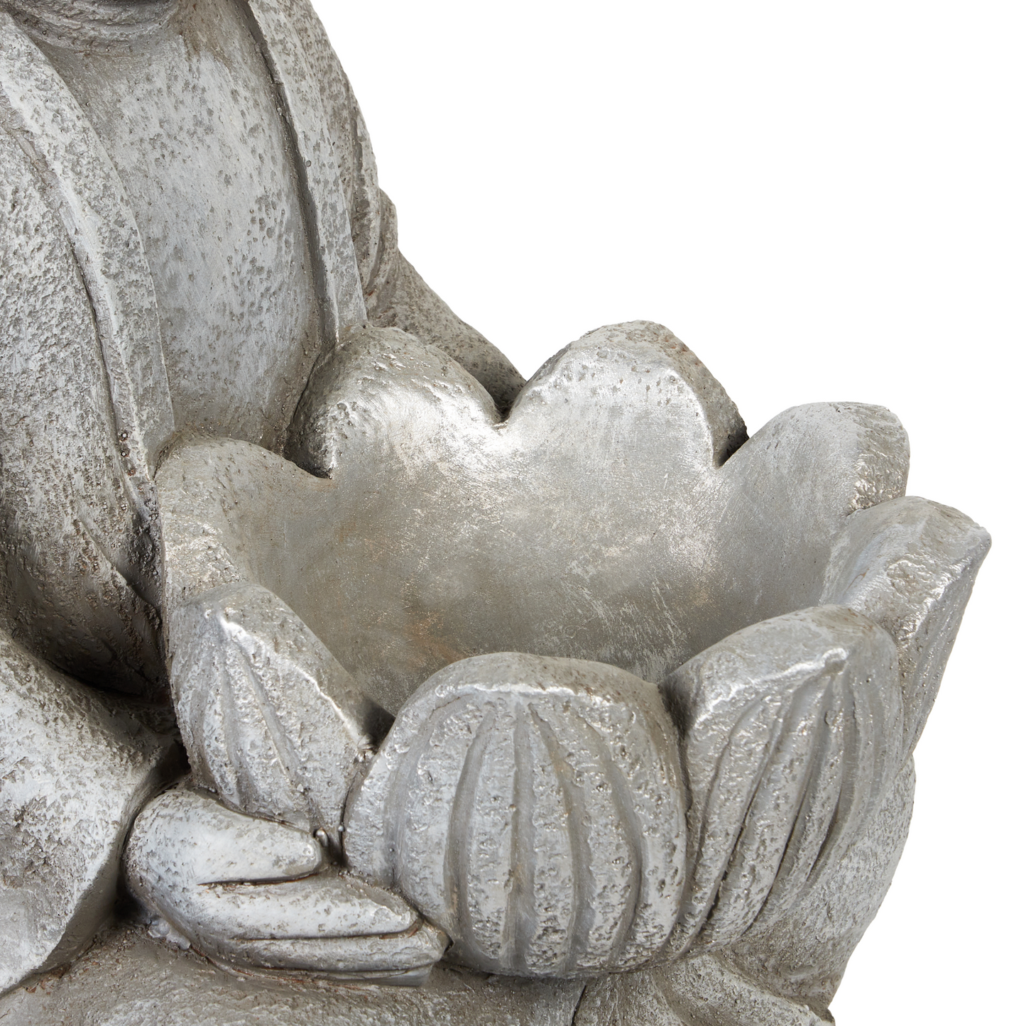 Grey Buddha Figurine 44cm With Lotus Bowl Planter For Indoor Outdoor Decor