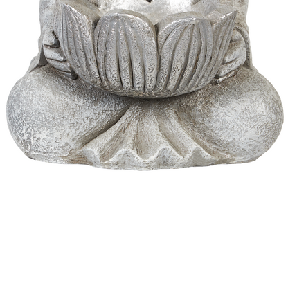 Grey Buddha Figurine 44cm With Lotus Bowl Planter For Indoor Outdoor Decor