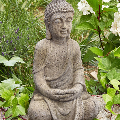 Grey Buddha Figurine 41cm Handmade For Indoor Outdoor Home Decor Accent Piece