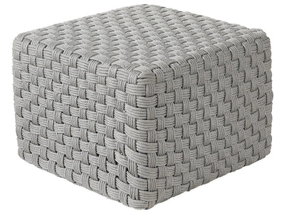 Garden Pouffe Grey Handwoven Boho Outdoor Ottoman 50 x 50cm Weatherproof