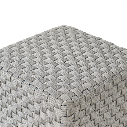 Garden Pouffe Grey Handwoven Boho Outdoor Ottoman 50 x 50cm Weatherproof