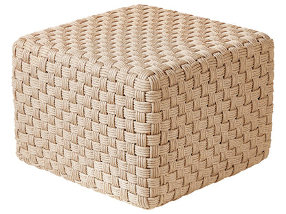 Garden Pouffe 50 x 50cm Light Beige Handwoven Outdoor Ottoman Boho Style