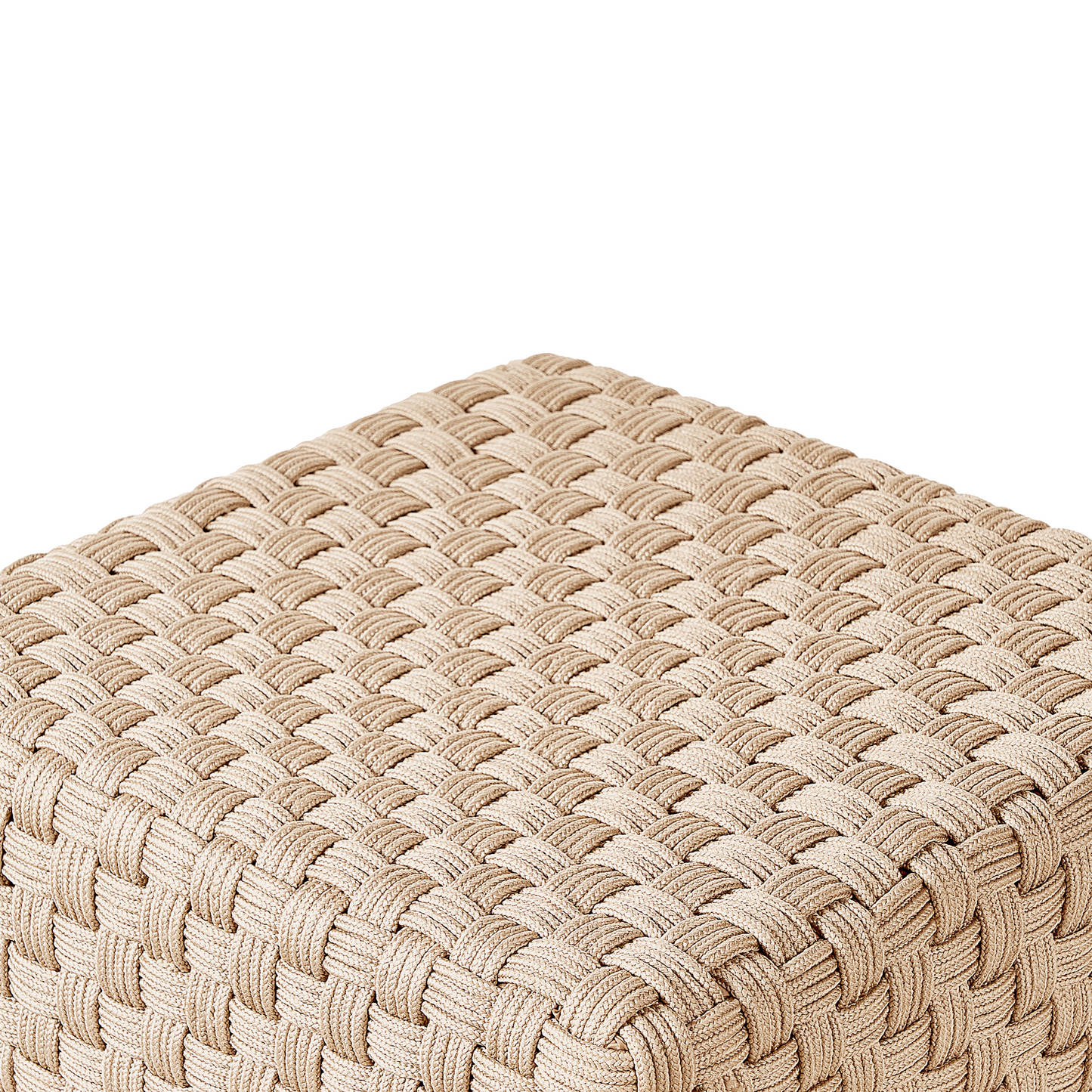 Garden Pouffe 50 x 50cm Light Beige Handwoven Outdoor Ottoman Boho Style