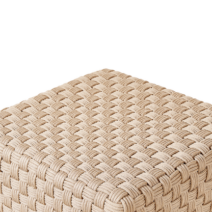 Garden Pouffe 50 x 50cm Light Beige Handwoven Outdoor Ottoman Boho Style