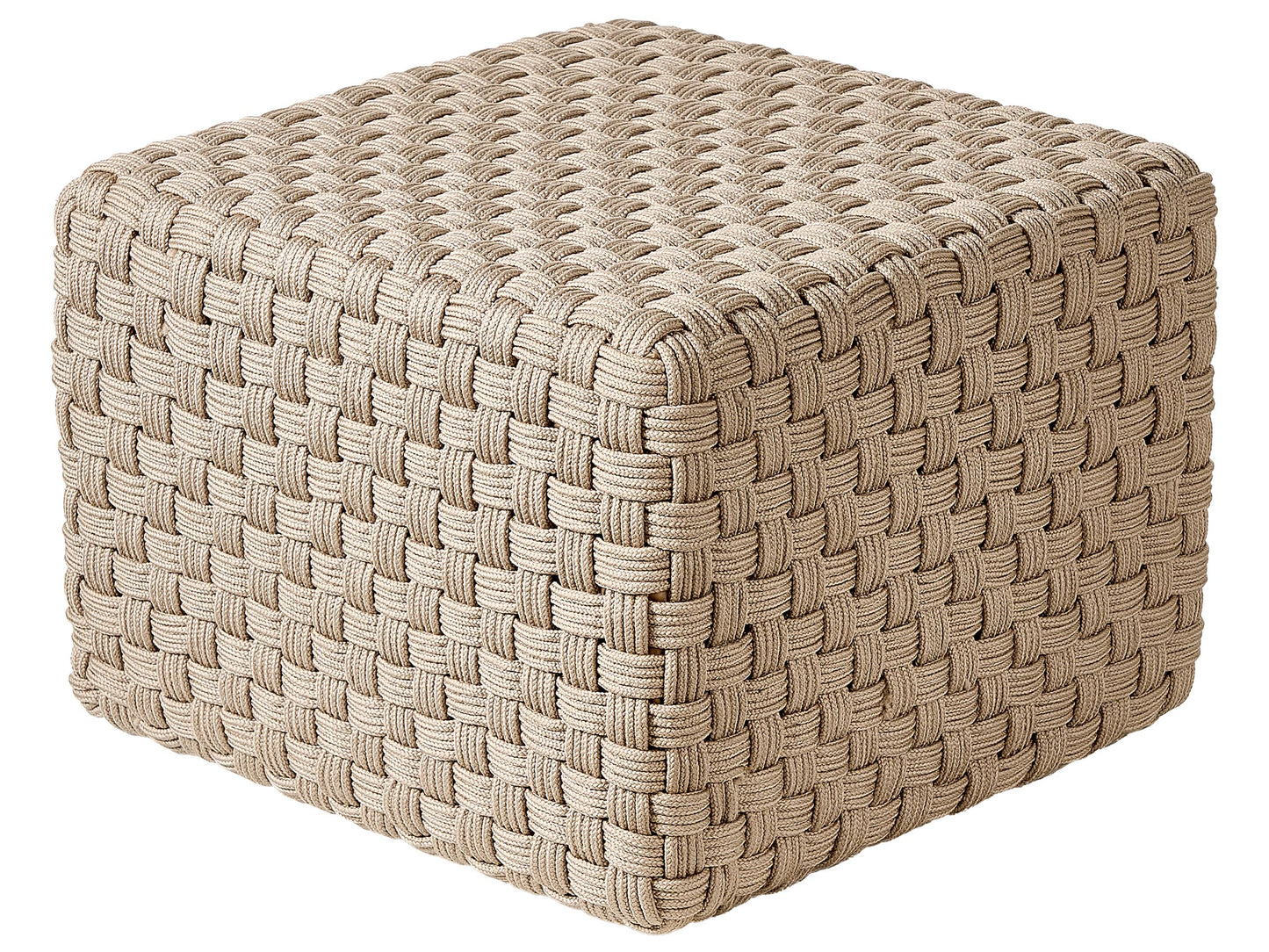 Taupe Pouffe 50 x 50cm Handwoven Boho Outdoor Ottoman