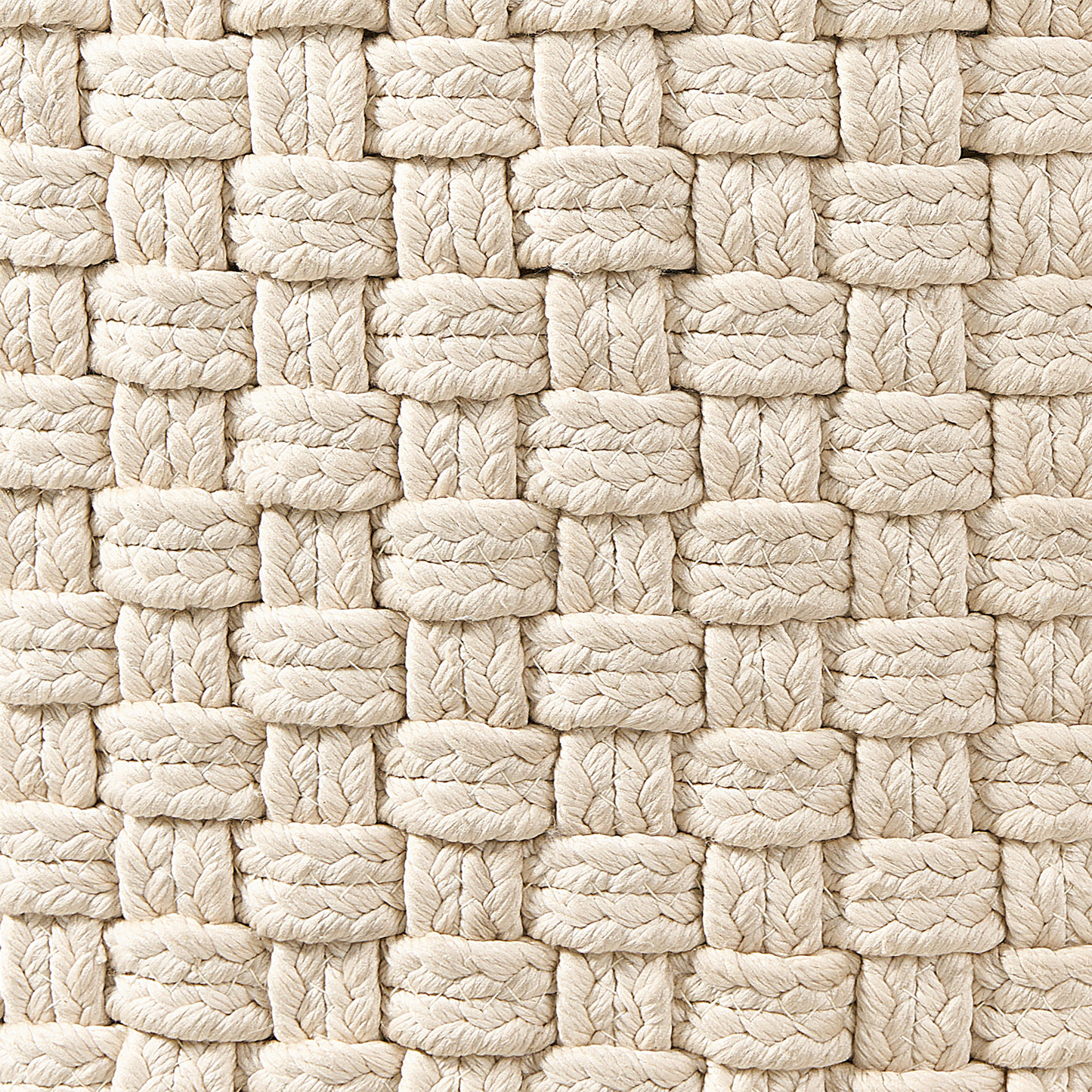 Light Beige Handwoven Outdoor Pouffe 70cm Boho Ottoman