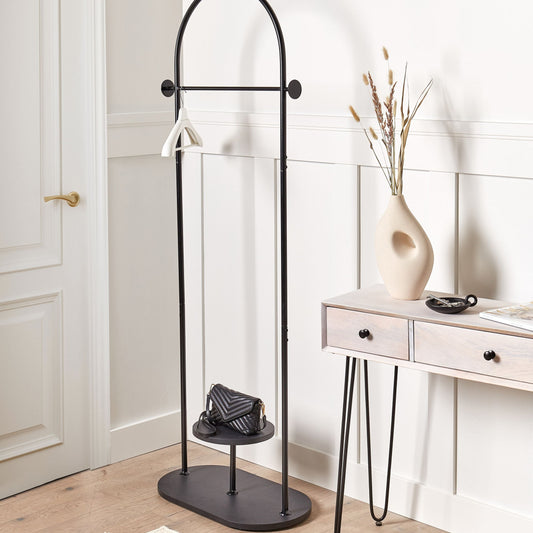 Black Steel Clothes Rack 174cm Freestanding Garment Rail