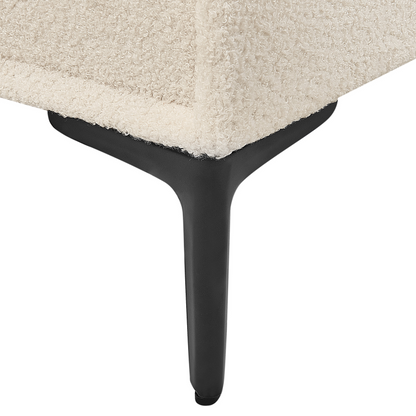 Boucle Home Bedside Table Off White With Black Metal Legs 2 Drawers