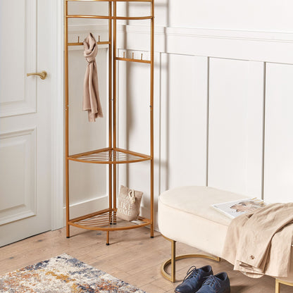 Industrial Gold Clothes Rack 160cm Freestanding With Shelves