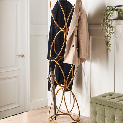 Gold Metal Coat Stand 160cm Freestanding Industrial Modern Jacket Rack Hallway Decor
