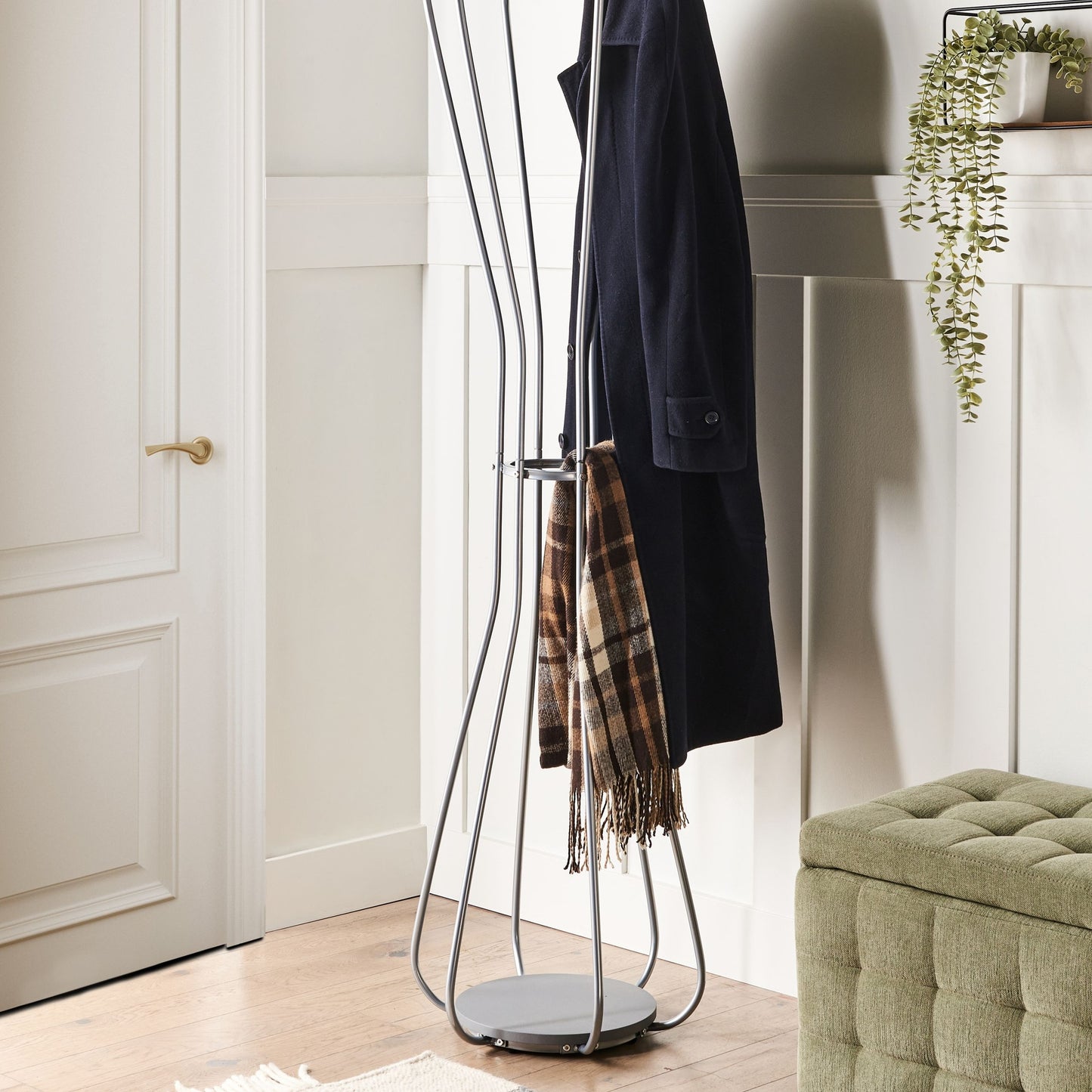 Hourglass Silver Coat Stand 165cm Freestanding Industrial