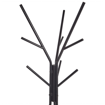 Home Coat Stand Black Metal 181cm 9 Hooks Shelves