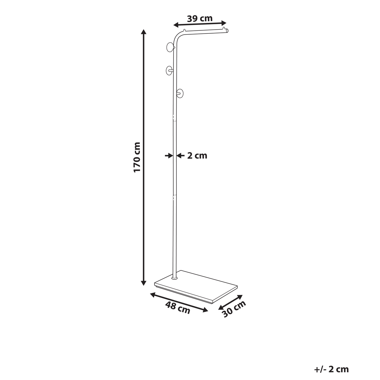 Black Metal Coat Stand 169 Centimeter Freestanding Industrial Modern Jacket Rack Hallway Decor
