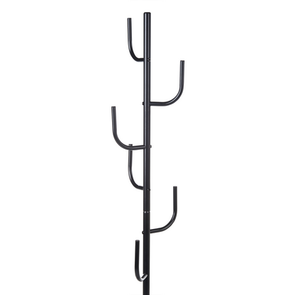 Black Metal Coat Stand 170cm Freestanding Six Hooks