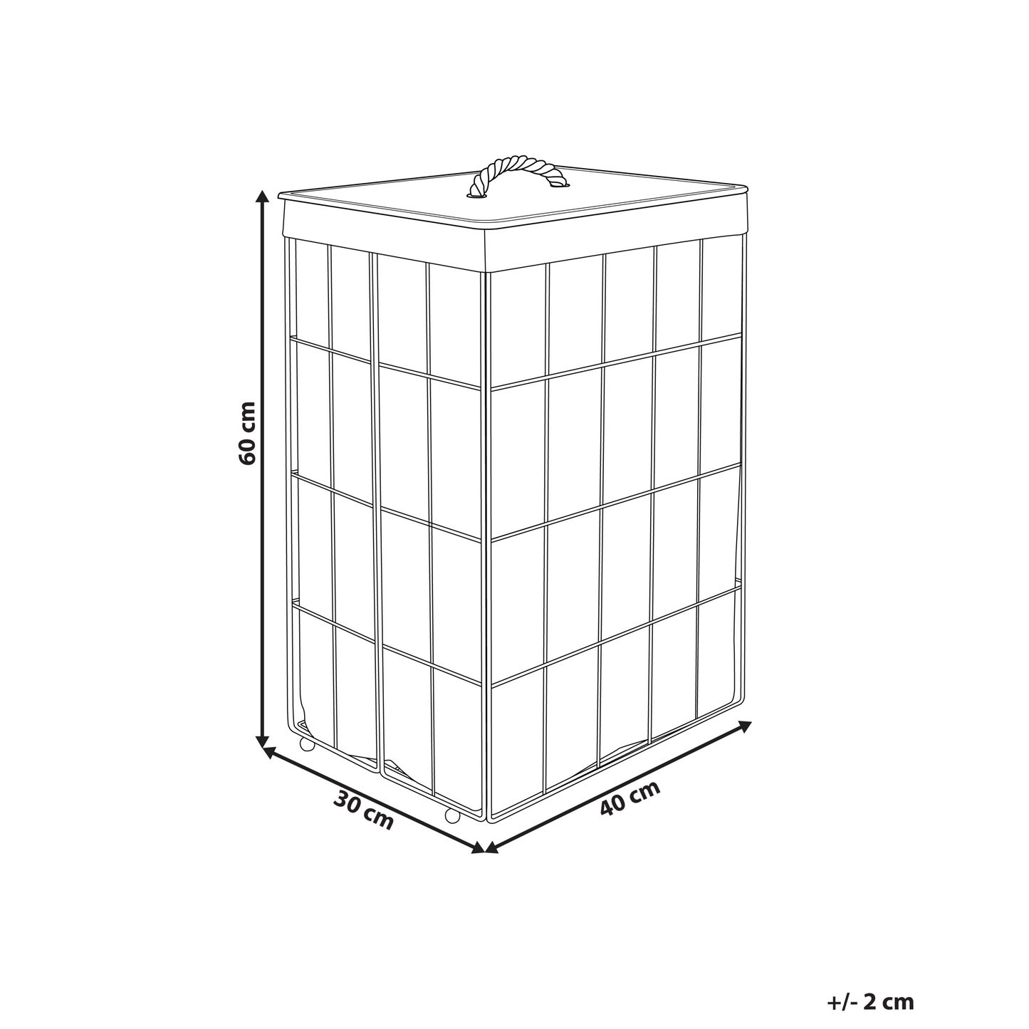 Natural Bamboo Lid Laundry Basket With Black Metal Frame Removable Fabric Bin For Home Laundry
