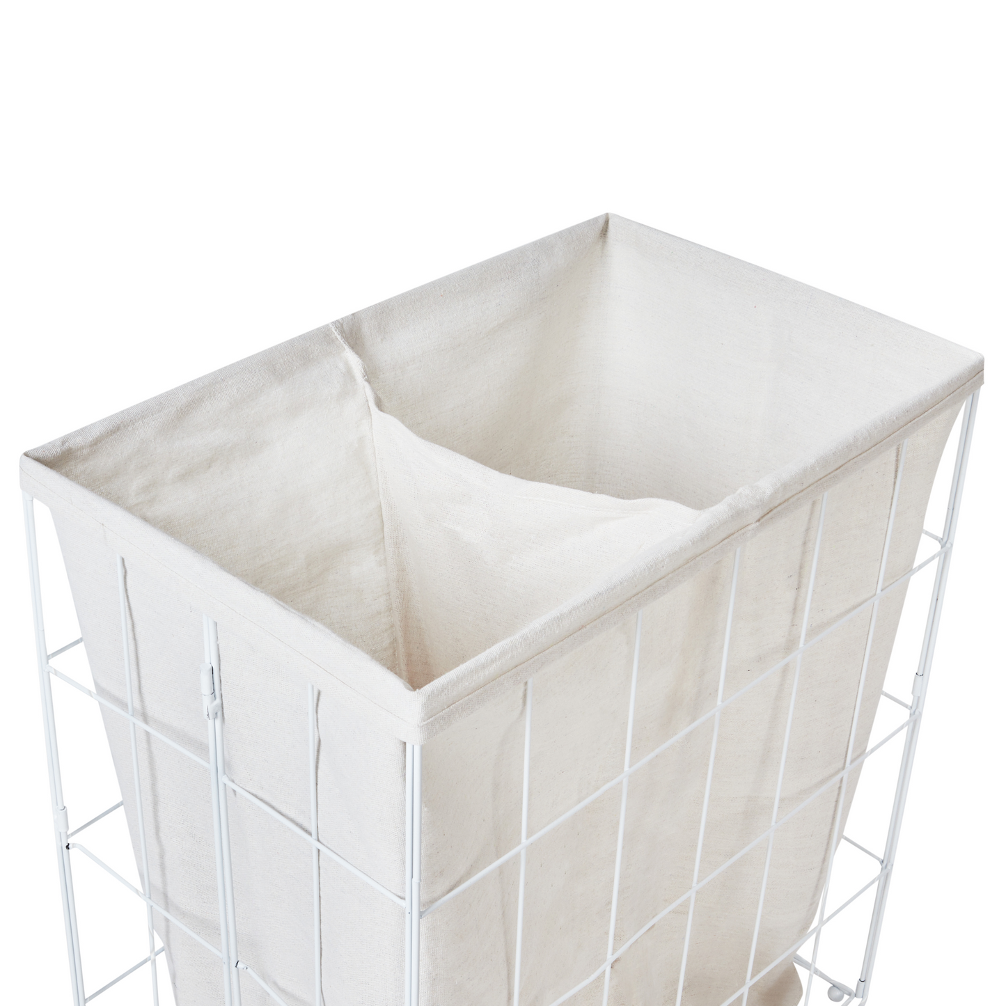 Laundry Basket White Wood Metal Frame With Bamboo Lid