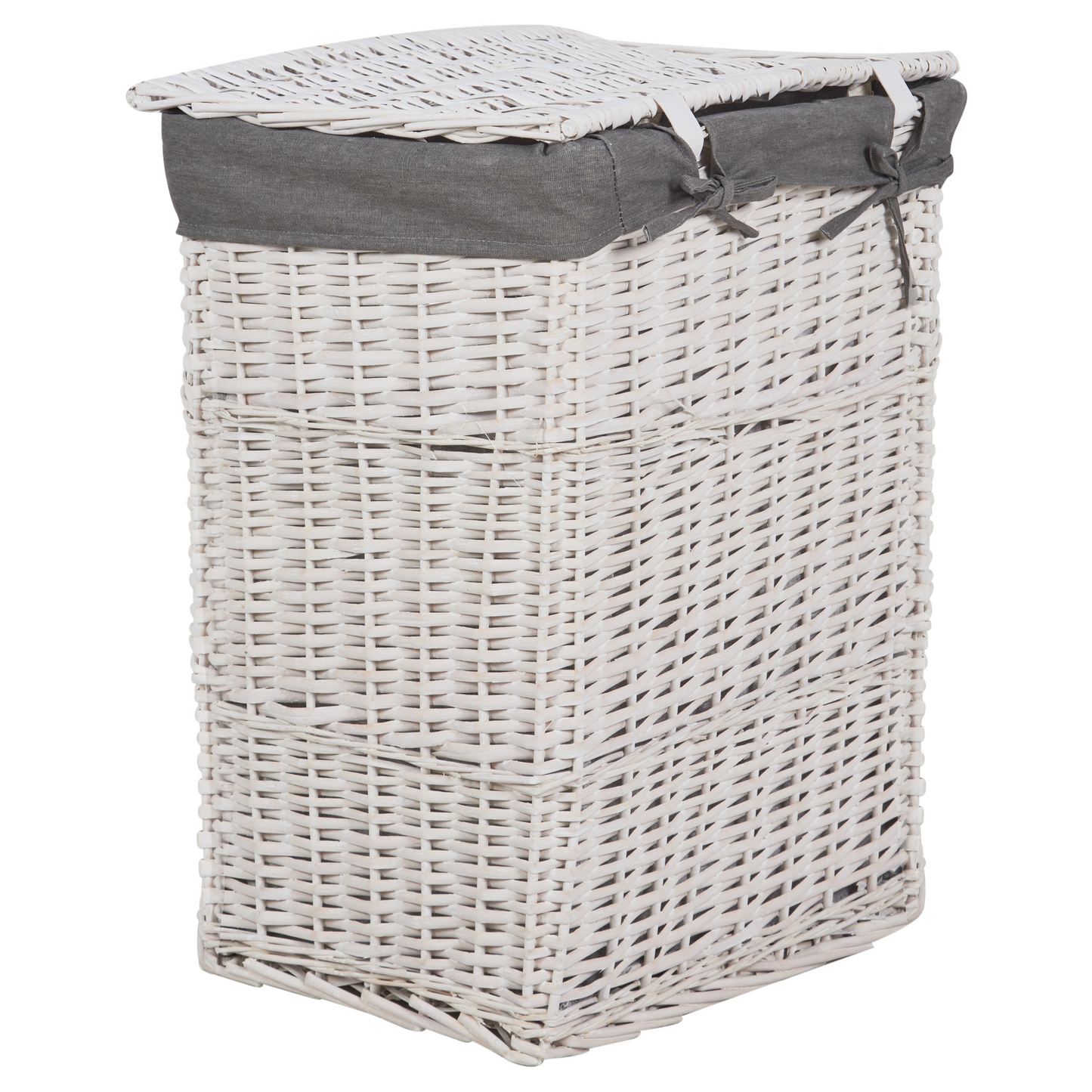 Willow Lane Set of 5 White Willow Laundry Baskets With Grey Lining