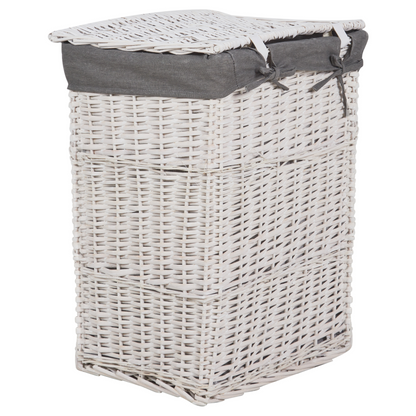 Willow Lane Set of 5 White Willow Laundry Baskets With Grey Lining