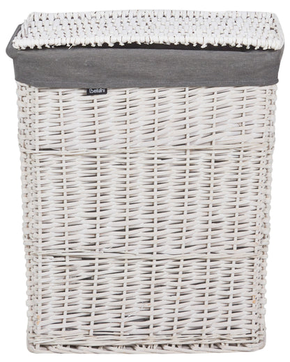 Willow Lane Set of 5 White Willow Laundry Baskets With Grey Lining