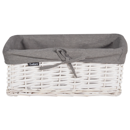 Willow Lane Set of 5 White Willow Laundry Baskets With Grey Lining