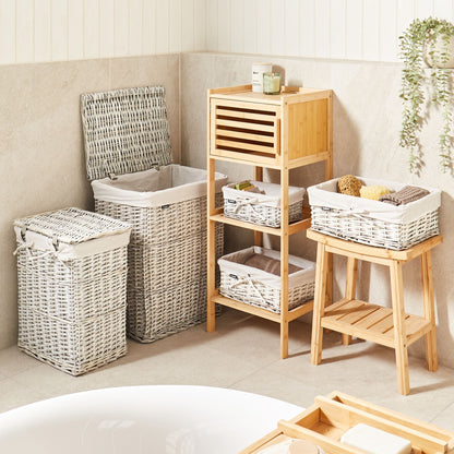 Grey Willow Set Of Five Laundry Storage Wicker Baskets With Removable White Linings