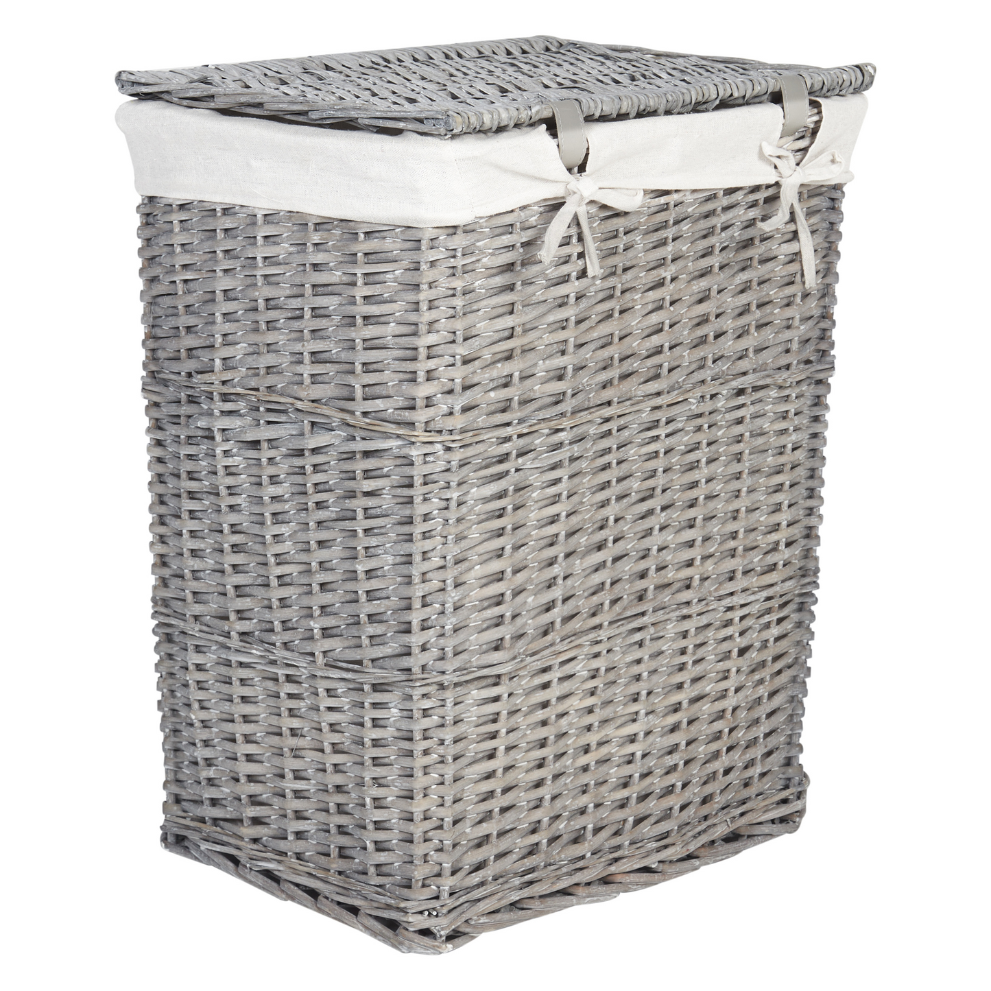 Grey Willow Set Of Five Laundry Storage Wicker Baskets With Removable White Linings