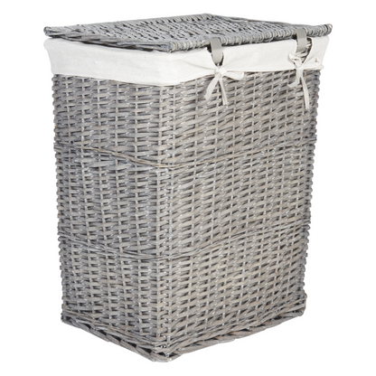 Grey Willow Set Of Five Laundry Storage Wicker Baskets With Removable White Linings