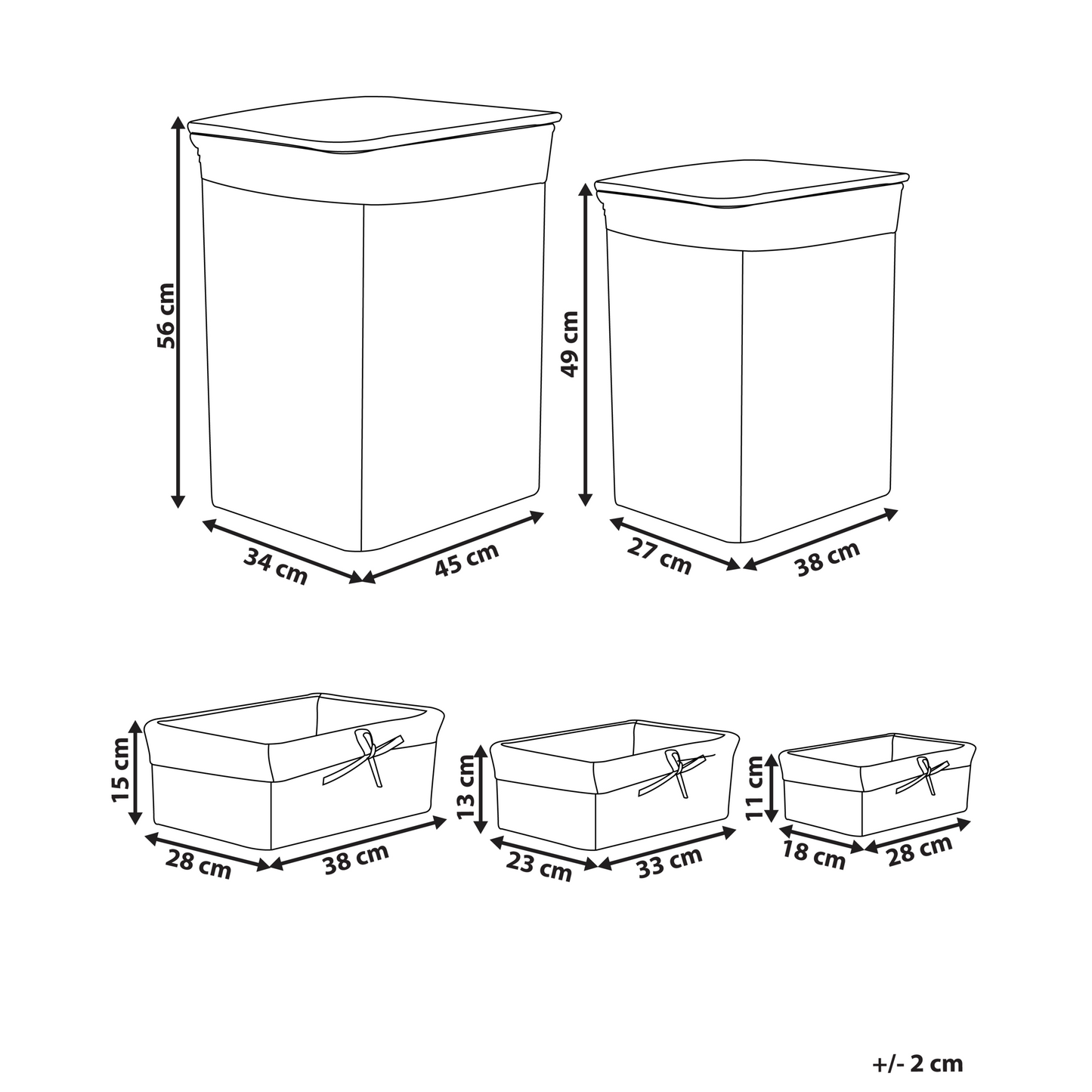 Grey Willow Set Of Five Laundry Storage Wicker Baskets With Removable White Linings
