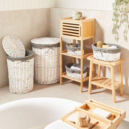 Willow Co Laundry Basket Set Grey White With Liner Boho Modern