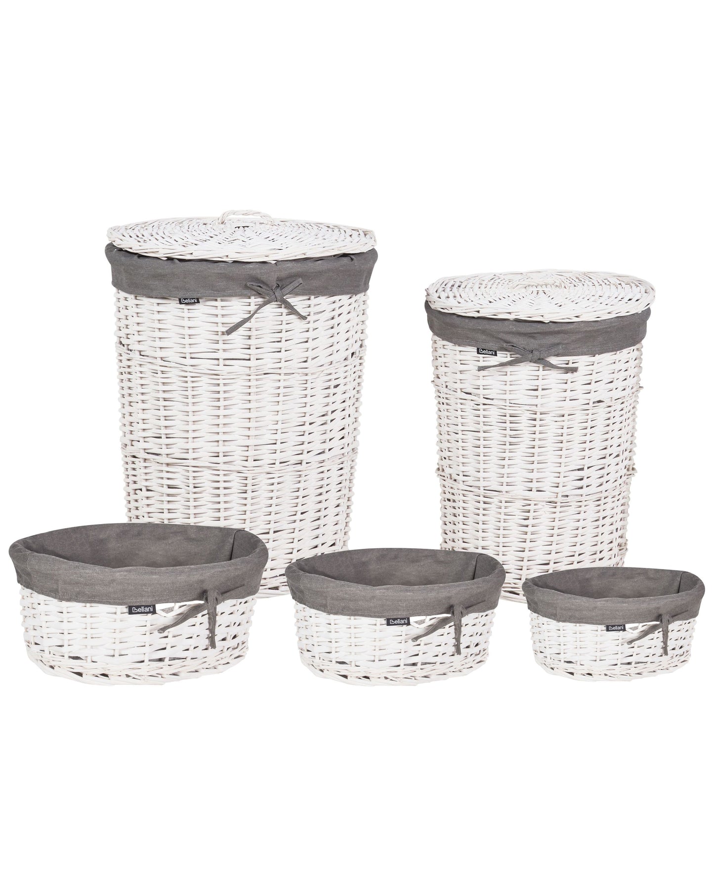 Willow Co Laundry Basket Set Grey White With Liner Boho Modern