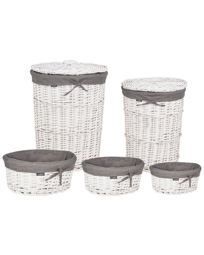 Willow Co Laundry Basket Set Grey White With Liner Boho Modern