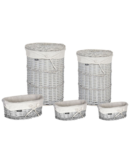 White Willow Laundry Basket Set With Removable Fabric Liner