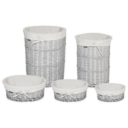 White Willow Laundry Basket Set With Removable Fabric Liner