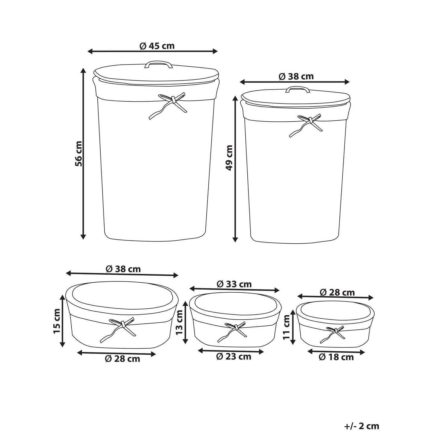 White Willow Laundry Basket Set With Removable Fabric Liner