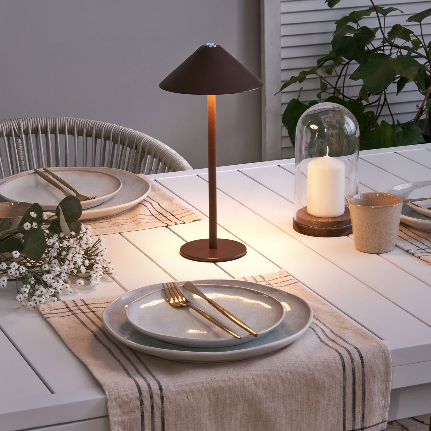 Aluminium Table Lamp Brown Indoor Outdoor Modern Touch USB