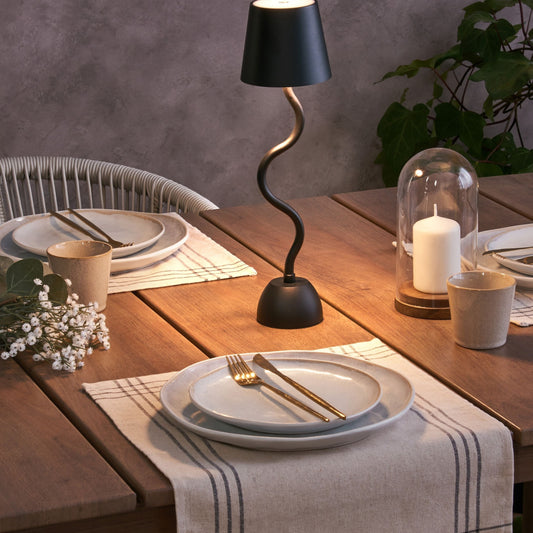 Table Lamp Black Wireless With Touch Dimmer USB Charge