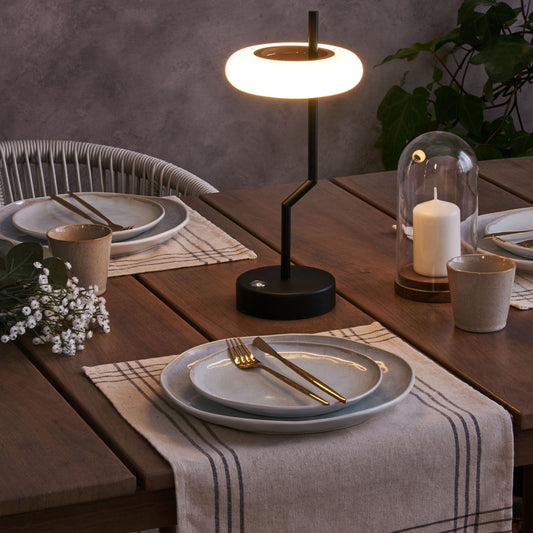 Black Table Lamp Wireless With Touch Dimmer Indoor Outdoor