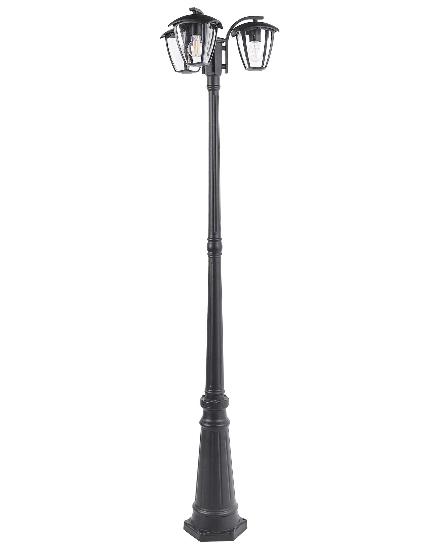 3 Light Black Aluminum Garden Lamp Post With Modern Shade
