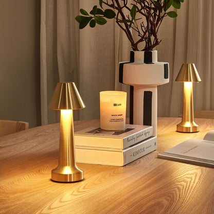 Set of 2 Gold Wireless Table Lamps With Touch Dimmer