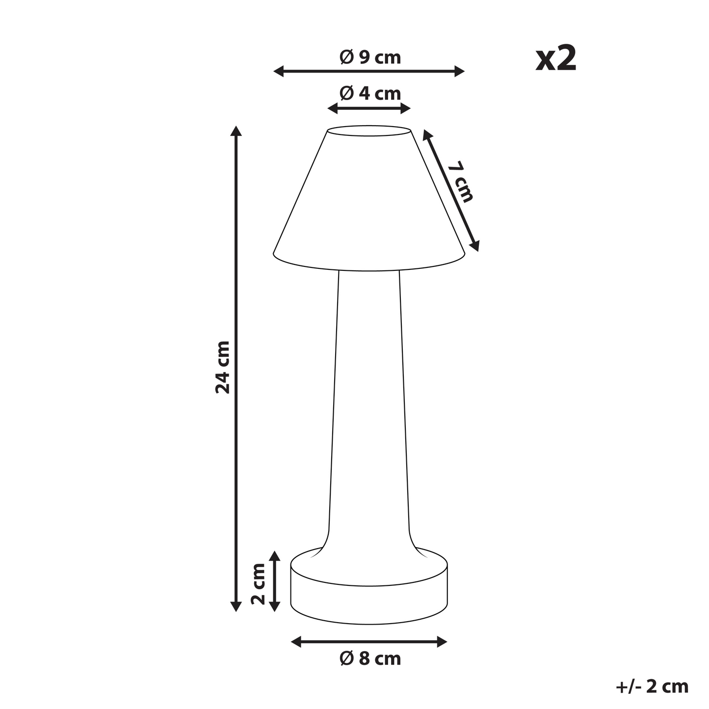 Set of 2 Gold Wireless Table Lamps With Touch Dimmer