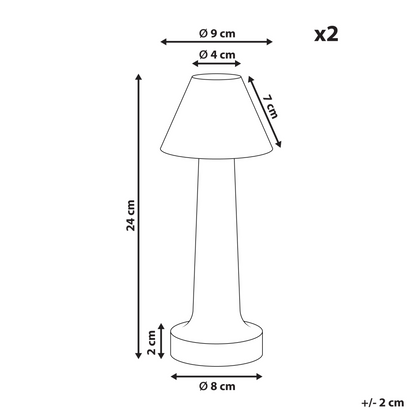 Set Of 2 Black Minimalist Wireless Table Lamps