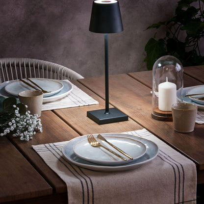 Table Lamp USB Port Black Iron Aluminium Indoor Outdoor