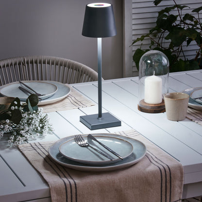 Table Lamp Dark Grey Iron Aluminium Indoor Outdoor USB Port For Easy Charging Modern