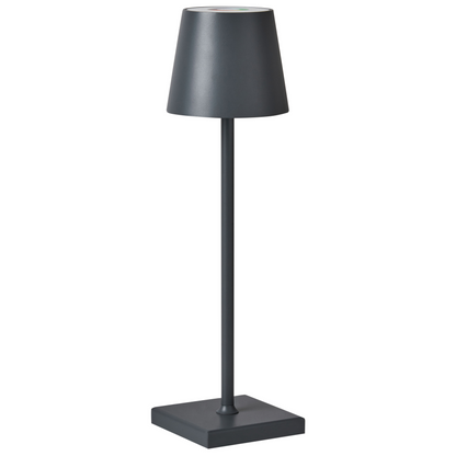 Table Lamp Dark Grey Iron Aluminium Indoor Outdoor USB Port For Easy Charging Modern