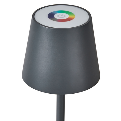 Table Lamp Dark Grey Iron Aluminium Indoor Outdoor USB Port For Easy Charging Modern