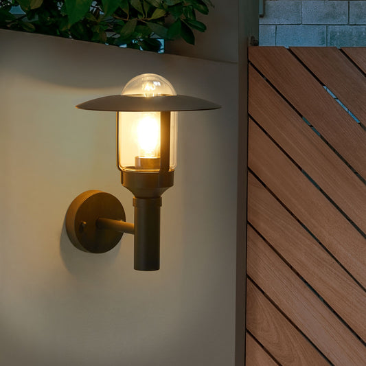 Outdoor Wall Light Matte Black Aluminum Glass Sconce