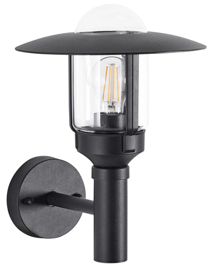 Outdoor Wall Light Matte Black Aluminum Glass Sconce