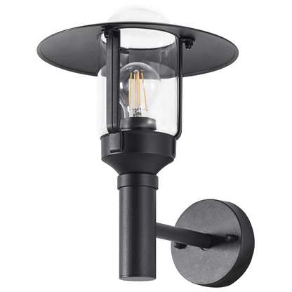 Outdoor Wall Light Matte Black Aluminum Glass Sconce