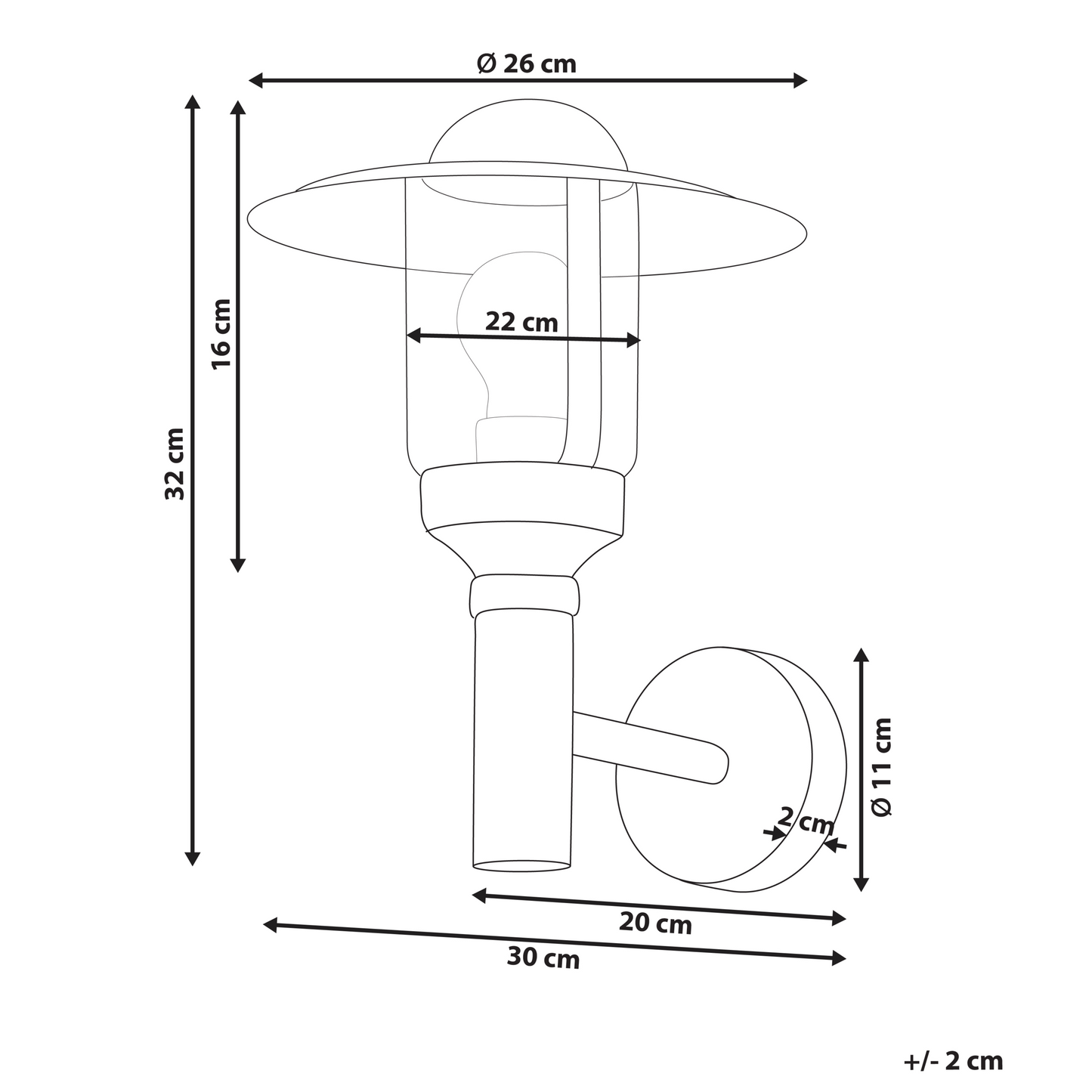 Outdoor Wall Light Matte Black Aluminum Glass Sconce